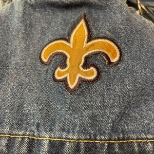 Denim Overalls with New Orleans Saints NFL Gold Fleur-de-Lis Patch